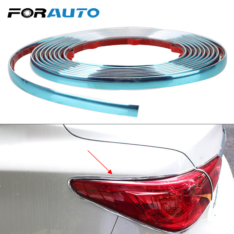 FORAUTO-tira de cromo para moldura de puerta lateral de coche, decoración de espejo retrovisor para coche, Protector de parachoques, cinta autoadhesiva antifricción ► Foto 1/6