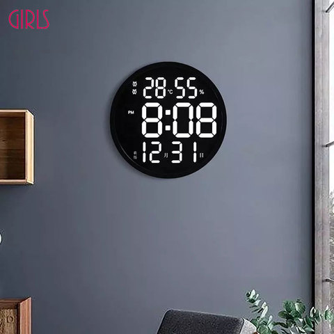 Reloj de números para pared, Digital, LED grande, 12 pulgadas, temperatura y humedad, electrónico, diseño moderno, decoración para el hogar y la Oficina ► Foto 1/6