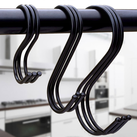 Ganchos de Metal para colgar en la cocina organizador de acero inoxidable, organizador de bolso, herramientas de cocina útiles, color negro/plateado, 10 Uds./6 uds. ► Foto 1/6