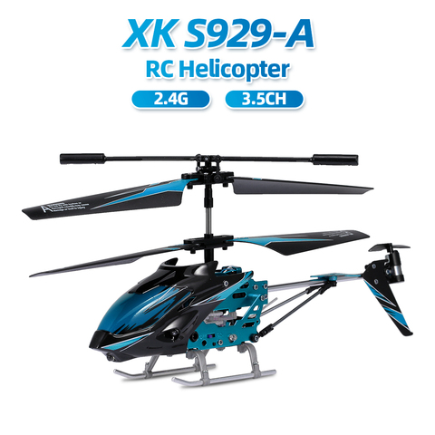 Wltoys-helicóptero XK S929-A teledirigido para niños, helicóptero con luz Led de 2,4G y 3,5 canales, juguete para interiores para principiantes, color azul, rojo y verde ► Foto 1/6