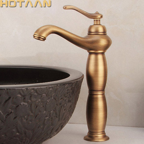 Grifo alto para lavabo de baño, mezclador de latón Bronce Antiguo, cobre sólido, estilo europeo de lujo, YT-5062 de grúa banheiro ► Foto 1/6