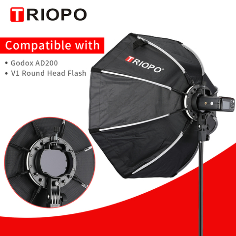 TRIOPO-sombrilla Octagonal de 65cm KX65CM, caja blanda para Godox AD200 V1 Speedlite, accesorios de fotografía con Flash para estudio ► Foto 1/6