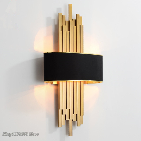 Tubo de Metal de lámparas de pared Led de oro/cuerpo negro nórdicos habitación pared del dormitorio luces de pared del pasillo lámpara Loft casa decoración luminaria ► Foto 1/6