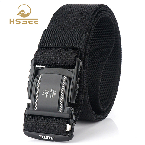 HSSEE-cinturón táctico sencillo de Metal duro para hombre, cinturón militar de nailon genuino suave, antideslizante, para caza y pesca ► Foto 1/6