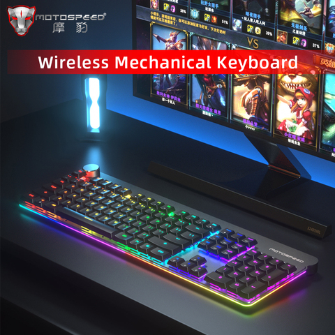 Motospeed-Teclado mecánico inalámbrico GK81, 2,4 Ghz, 104 teclas, RGB, interruptor azul, para ordenador portátil, Ruso ► Foto 1/6