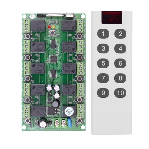 RelayRF-sistema conmutador de Control remoto inalámbrico, transmisor y receptor independiente, cc 12V, 10 canales ► Foto 1/6