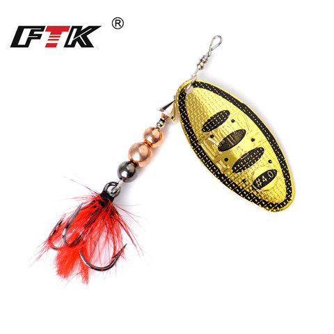 FTK 1pc 8g/14g/20g Spinner cebo señuelo de Metal para pesca cebo duro cuchara señuelos con pluma ganchos agudos carpa aparejo de pesca de Lucio ► Foto 1/6