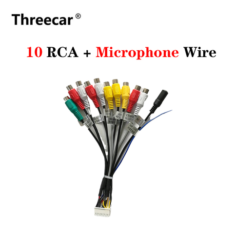 Threecar auto Radio estéreo RCA de salida de Cable Aux-En micrófono subwoofer adaptador de Cable ► Foto 1/6