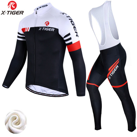 X-tiger-Conjunto de Jersey térmico y polar para ciclismo, ropa de ciclismo de montaña muy cálidas, ropa de bicicleta de carreras ► Foto 1/6