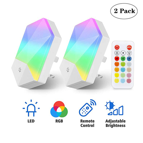 Luz Nocturna RGB regulable para habitación de niños, lámpara de pared del dormitorio, 16 colores, con Control remoto, enchufe europeo/estadounidense/británico, 1/2 Uds. ► Foto 1/6