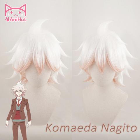 AniHut Komaeda Nagito peluca Danganronpa V3 Cosplay peluca Anime Cosplay pelo sintético pelo resistente al calor Komaeda Nagito Cosplay ► Foto 1/6