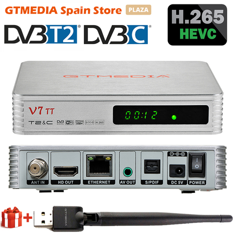 GTMEDIA-receptor de televisión terrestre V7 TT, decodificador de Cable de DVB-T2 H.265 HEVC, sintonizador de 10 bits WIFI USB YouTuBe, Italia, Portugal, Francia, 2022 ► Foto 1/6