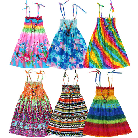 Adolescente 3-12Yrs vestidos de niñas de verano de 2022 playa flor princesa vestido eslinga con collar de 2 piezas para bebé Niñas Ropa de los niños ► Foto 1/6