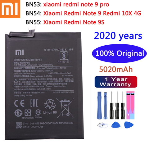 100% Original 5020mAh BN53 BN54 BN55 batería de reemplazo para Xiaomi Redmi Nota 9 9 Pro 9Pro 9S batería baterías de teléfonos móviles ► Foto 1/4