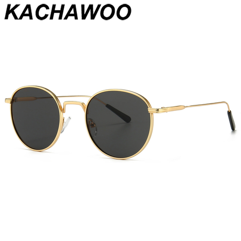 Kachawoo-gafas de sol redondas para hombre, lentes de sol redondas retro de metal dorado, negro y marrón, clásicas, accesorios a la moda para mujer, regalos, envío directo ► Foto 1/6