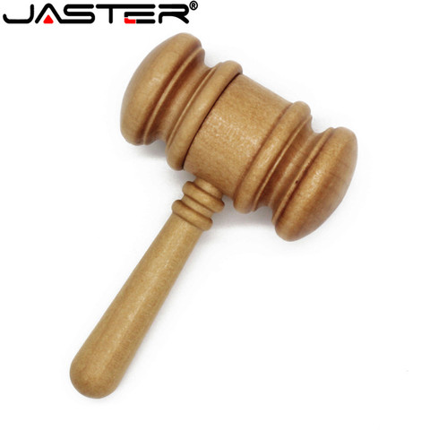 JASTER-unidad flash usb de madera gavel, modelo con martillo, 64gb, 16gb, 32gb, 4GB, memoria usb, lápiz de madera de arce, 1 Uds., logotipo personalizado gratis ► Foto 1/6