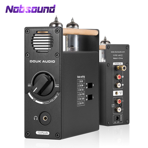 Nobsound T3 Plus-Mini preamplificador de tubo de vacío, etapa de Phono MM / MC para tocadiscos, preamplificador de escritorio, amplificador de auriculares ► Foto 1/6