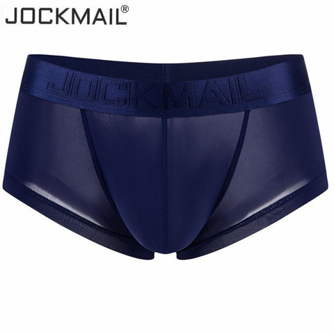 JOCKMAIL-Bóxer de Ice Silk ultradelgado para hombre, calzoncillos masculinos, cortos, frescos, de tela ultrafina, color sólido y con diseño convexo ► Foto 1/6