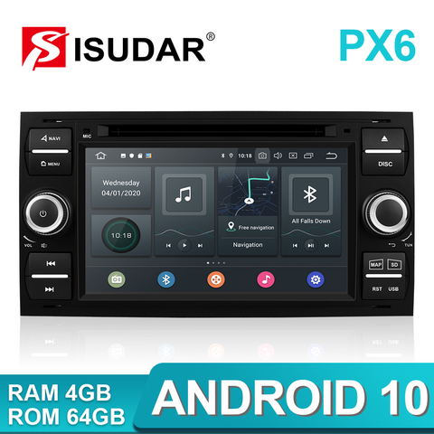 Isudar PX6 2 Din Android 10 Autoradio GPS de 7 pulgadas para Ford/Mondeo/enfoque/tránsito/C-MAX/S-MAX/Fiesta coche Multimedia Player 4GB RAM ► Foto 1/5