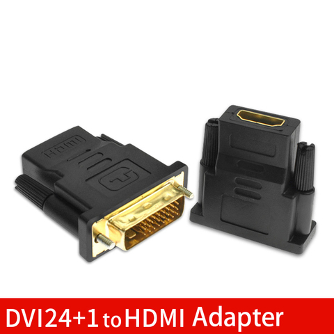 Convertidor de vídeo DVI 24 + 1 a HDMI, compatible con 24k, enchufe chapado en oro DVI 24 + 1 macho a HDMI, compatible con 1080P, para proyector de PC HDTV ► Foto 1/6