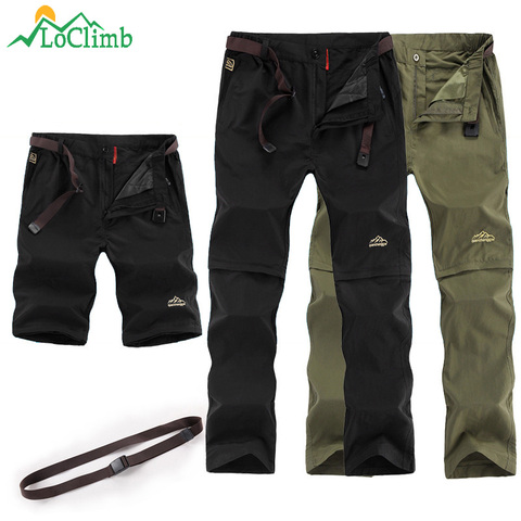 LoClimb pantalones de senderismo al aire libre pantalones de verano extraíbles de secado rápido Camping/Trekking pantalones impermeables de los hombres pantalones cortos deportivos AM209 ► Foto 1/6