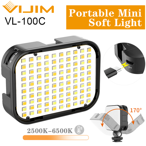 Ulanzi Vijim VL-100C Mini LED Vlog de luz ajustable en la Cámara de relleno de luz 2500K-6500K de luz regulable en Youtube de la lámpara ► Foto 1/6