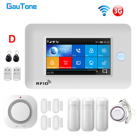 GauTone-sistema de alarma PG106 para el hogar, kit de sistema de seguridad inalámbrico, WiFi + 3G, GSM, compatible con Control de aplicación remota, con sensores de movimiento RFID ► Foto 1/6