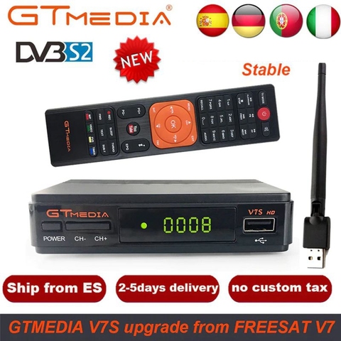 Receptor de satélite Freesat V7 HD Ccam + 1 año Europa España CCam 5 servidor Cline + 1 WiFi USB Receptor de satélite HD Receptor de DVB-S2 ► Foto 1/6