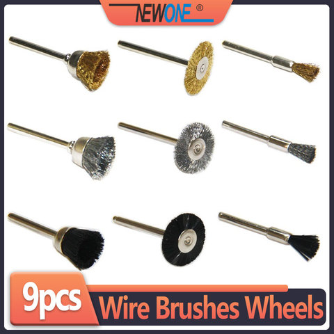 Ruedas de cepillos de alambre, herramientas rotativas de Mini taladro, accesorios de metalurgia, 9 piezas ► Foto 1/3