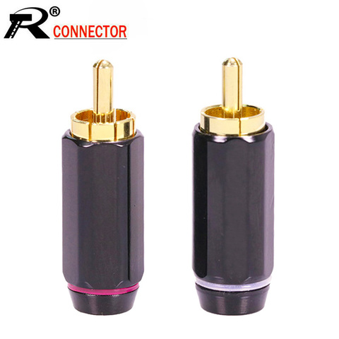 Conector RCA chapado en oro, conector macho de alta calidad, conector de Cable RCA, 5 pares, rojo + blanco, 10 unids/lote ► Foto 1/6