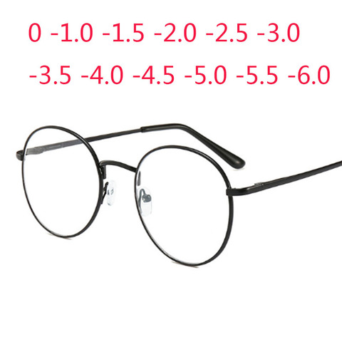 Gafas graduadas para miopía, marco de Metal completo, ovaladas, Retro, cortas, 1,0-1,5-2,0-2,5-3,0-3,5-4,0-5,0-5,5--6 ► Foto 1/5
