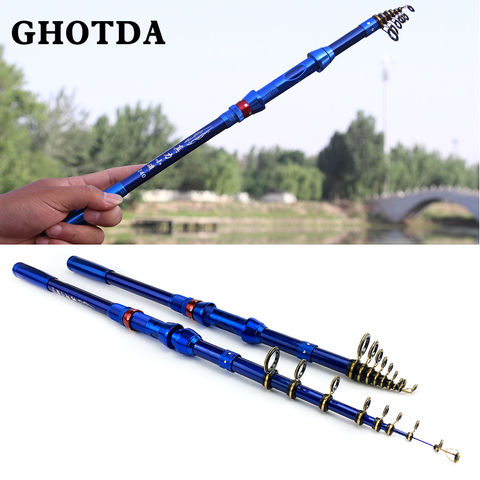 GHOTDA roca telescopica pesca Rod 1,8/2,1/2,4/2,7/3,0 M de carbono de luz Ultra girando caña de pescar ► Foto 1/6