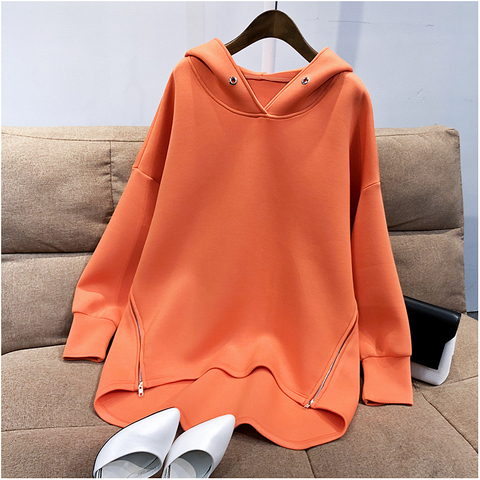 Mujeres Sudadera con gorro otoño coreano espacio de algodón de manga larga con cremallera lateral Harajuku suelto, de gran tamaño Sudadera jerséis Mujer ► Foto 1/6
