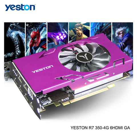 Yeston razon R7 350 GPU 4GB GDDR5 128bit para juegos de escritorio ordenador de sobremesa tarjetas gráficas de vídeo compatibles con HDMI X6 uso simultáneo ► Foto 1/6