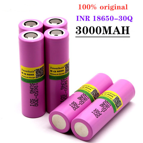 Batería de ion de litio INR 100% INR18650 30Q, 3,7 Original, 3000 V, 18650 mAh, descarga de 15A, recargable, linterna ► Foto 1/6