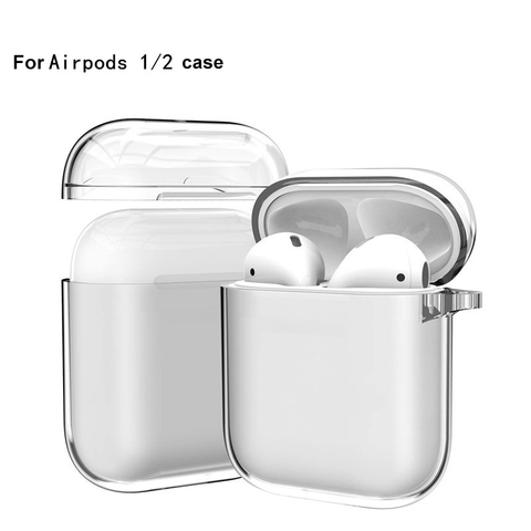 Funda transparente para AirPods, funda protectora para auriculares inalámbricos por Bluetooth, carcasa rígida transparente para Airpods 2, 1 unidad ► Foto 1/6