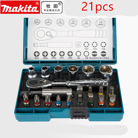 Makita-Juego de brocas y carraca de B-54081, destornillador mecánico fuerte, AUTOCLEAR C / MATRACA y accesorios, 21 Uds. ► Foto 1/1