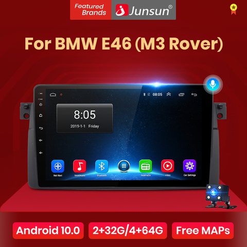 Junsun V1 Android 10.0 Ai Voice Radio Coche con Pantalla para BMW E46 Coupe (M3 Rover) 316i 318i con funciones GPS de Navegación, Mandos de Volante No es Autoradio de 2 DIN ► Foto 1/6