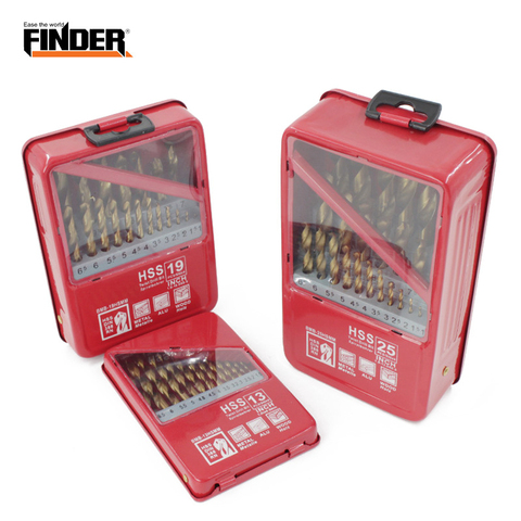 FINDER, juego de brocas recubiertas de titanio HSS de 19/25 ~ 13mm, para Accesorios de herramientas eléctricas de perforación de Metal, carpintería, en caja de hierro, 13/1,0 Uds. ► Foto 1/6