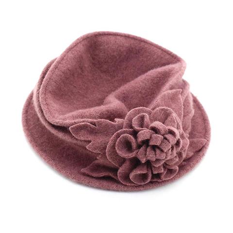 Sombrero de lana con flores para mujer, gorro de lana con flores, Estilo Vintage, cálido, accesorio de vestir para fiesta ► Foto 1/6