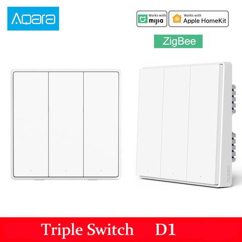 Xiaomi-Interruptor de pared inteligente Aqara D1 Zigbee, interruptor inalámbrico con Control remoto, sin línea neutra, Triple botón ► Foto 1/6
