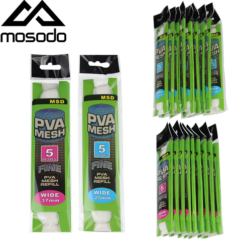 Mosodo 10 unids/lote PVA de malla de 5M 25mm 37mm alimentador de carpas para pesca trampa cebo bolsa redes Soluble en agua que el nido ► Foto 1/6