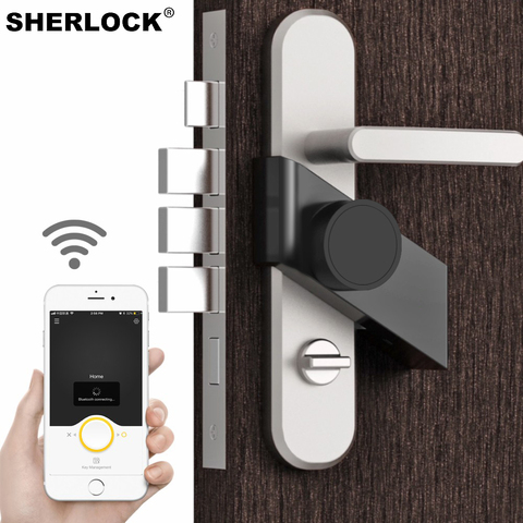 Sherlock-cerradura inteligente S3, plateado cerrojo/negro con Bluetooth, Control por aplicación de teléfono, sin llave, compatible con cerradura electrónica de llave remota ► Foto 1/6