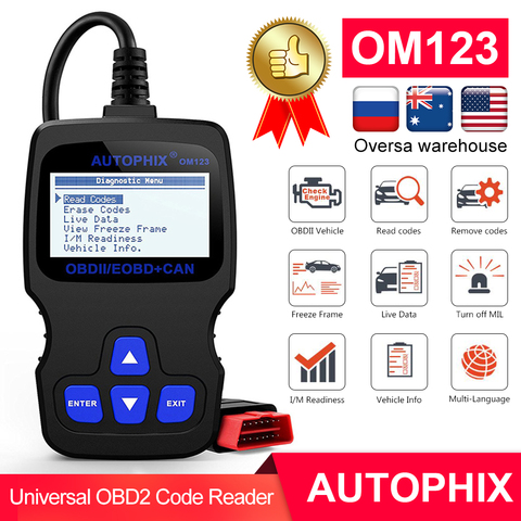 Autophix OM123 OBD2 escáner coche herramienta de diagnóstico OBD 2 automotriz escáner ODB lector de código PK ELM327 1,5 CR3001 ► Foto 1/6