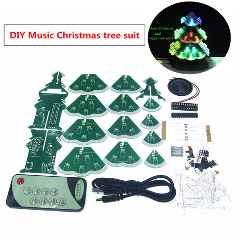 Kit de árbol de Navidad con música LED colorido, decoración de vacaciones, regalos pequeños, lámpara de noche, accesorio de decoración ► Foto 1/5