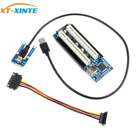 XT-XINTE añadir tarjeta Mini PCI-E exprés X1 Dual PCI Riser extender adaptador Tarjeta de USB3.0 Cable para WIN2000/XP/Vista/Win7/8/LINUX ► Foto 1/5