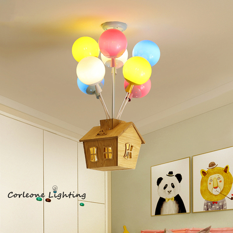 Luces colgantes de dibujos animados para niños, lámpara colgante de Casa voladora para habitación de niños, Luces de decoración para novio, luz LED moderna ► Foto 1/6