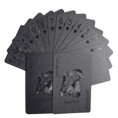 Negro mate cartas de póker plásticas PET cartas de juego impermeables Ollection de Diamante Negro tarjetas de póquer para juegos de mesa ► Foto 1/6