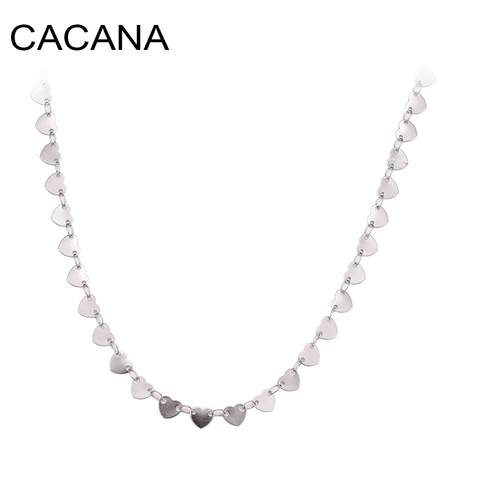 CACANA collares de cadena de acero inoxidable para hombre y mujer Color oro plata para cadena colgante forma de corazón Donot se decolora joyería A1353 ► Foto 1/5