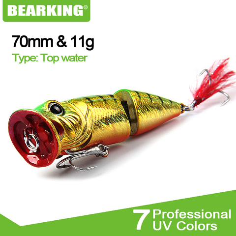 Bearking calidad de marca 1 Uds popper Señuelos de Pesca de cebo Artificial duro 3D ojos 70mm 11,5g pesca Wobblers Crankbait Minnows ► Foto 1/6